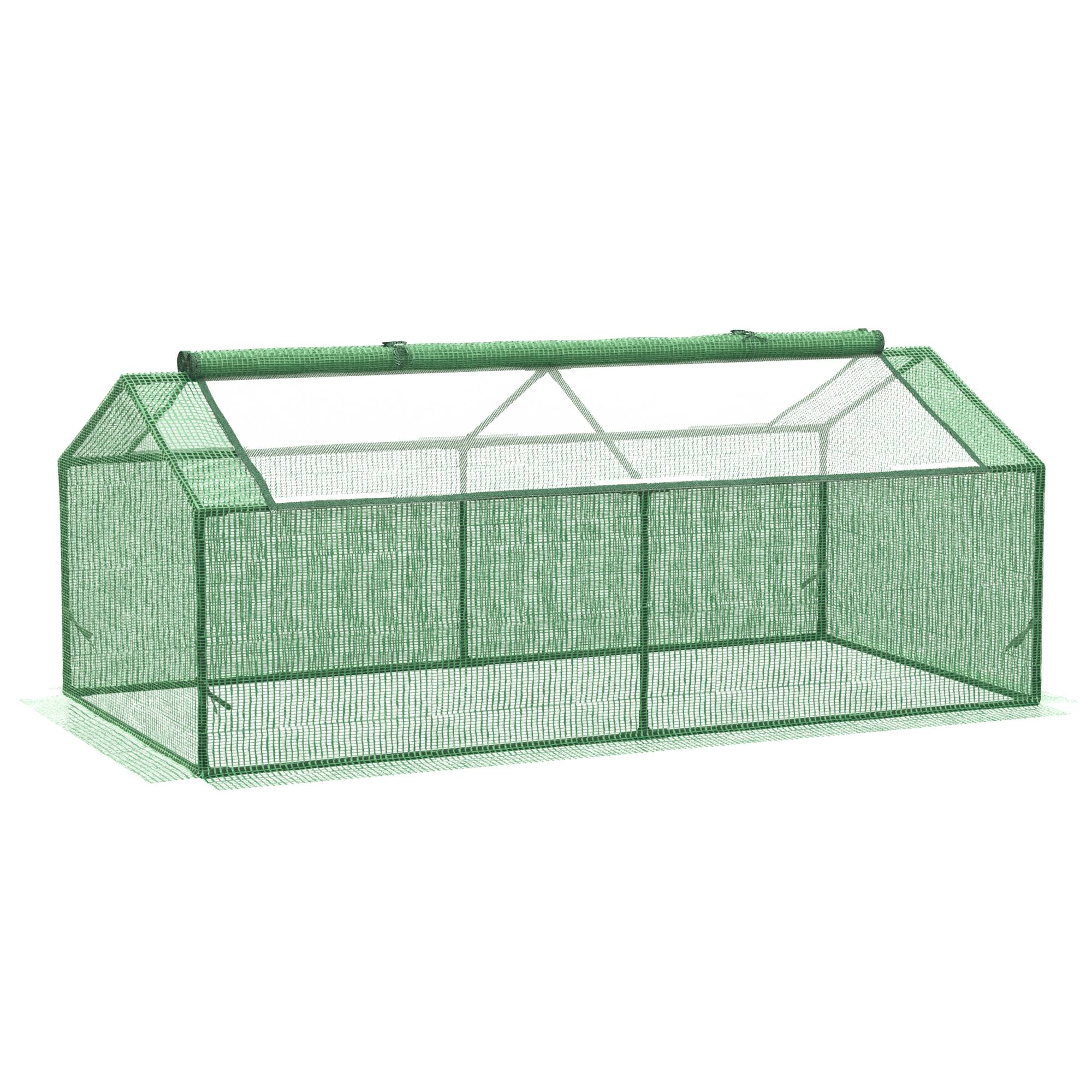 Mini serre balcon métal PE plantes légumes protection hivernage 180x90x70cm vert - ComfortXL Outdoor Living - Image 1