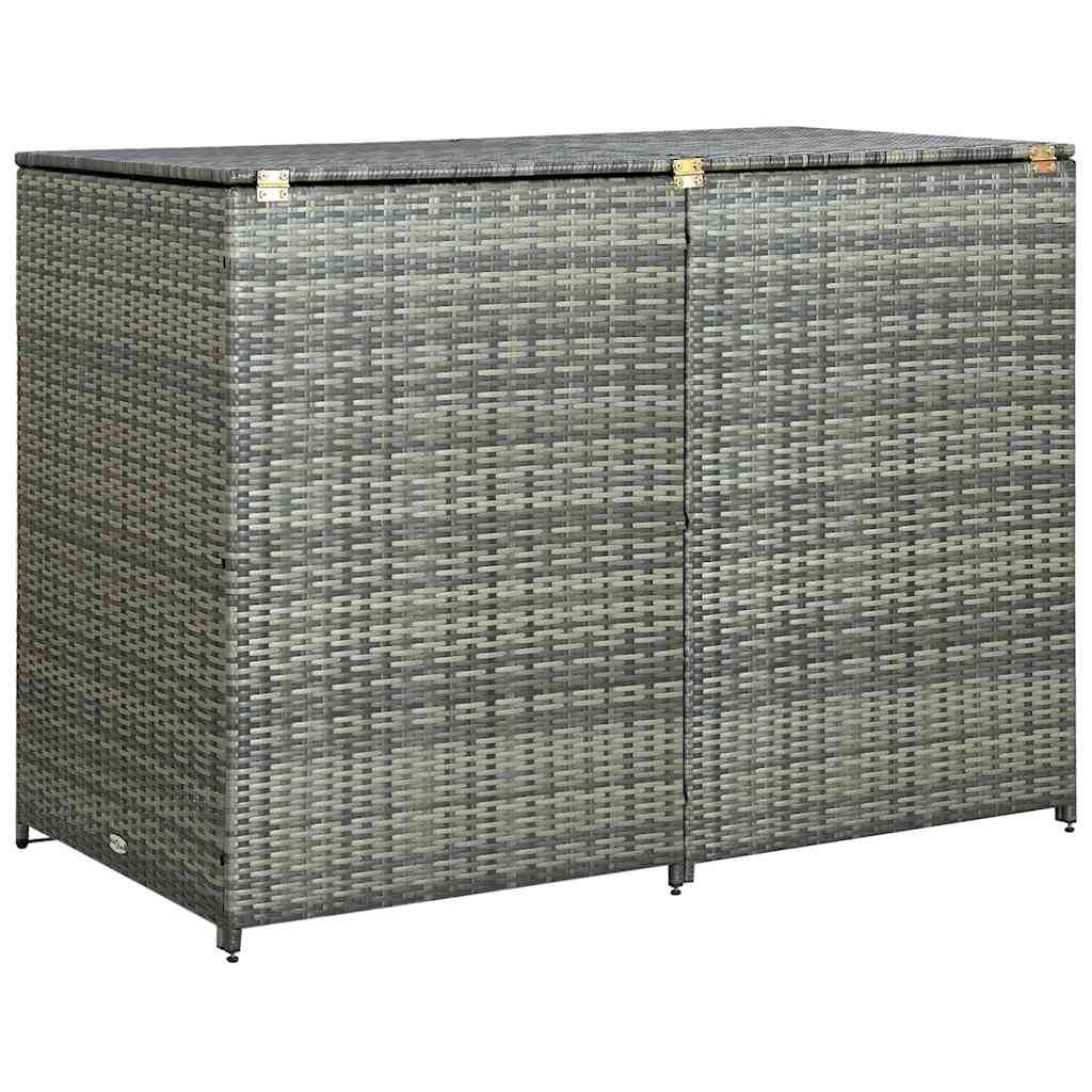 Abri de poubelle double résine tressée anthracite 148 x 77 x 111 cm - PANGIVO - Image 2