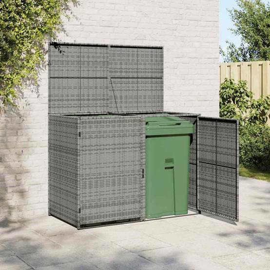 Abri de poubelle double résine tressée anthracite 148 x 77 x 111 cm - PANGIVO - Image 1