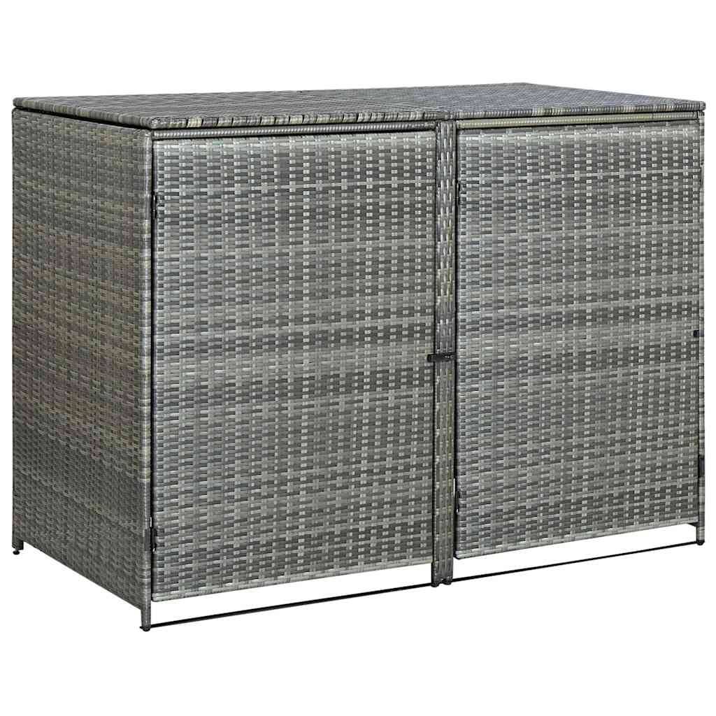 Abri de poubelle double résine tressée anthracite 148 x 77 x 111 cm - PANGIVO - Image 5