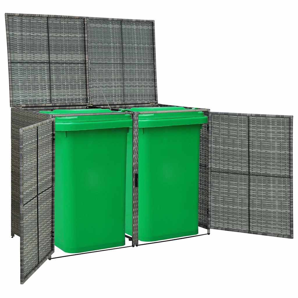 Abri de poubelle double résine tressée anthracite 148 x 77 x 111 cm - PANGIVO - Image 10