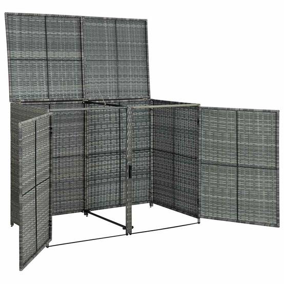 Abri de poubelle double résine tressée anthracite 148 x 77 x 111 cm - PANGIVO - Image 6