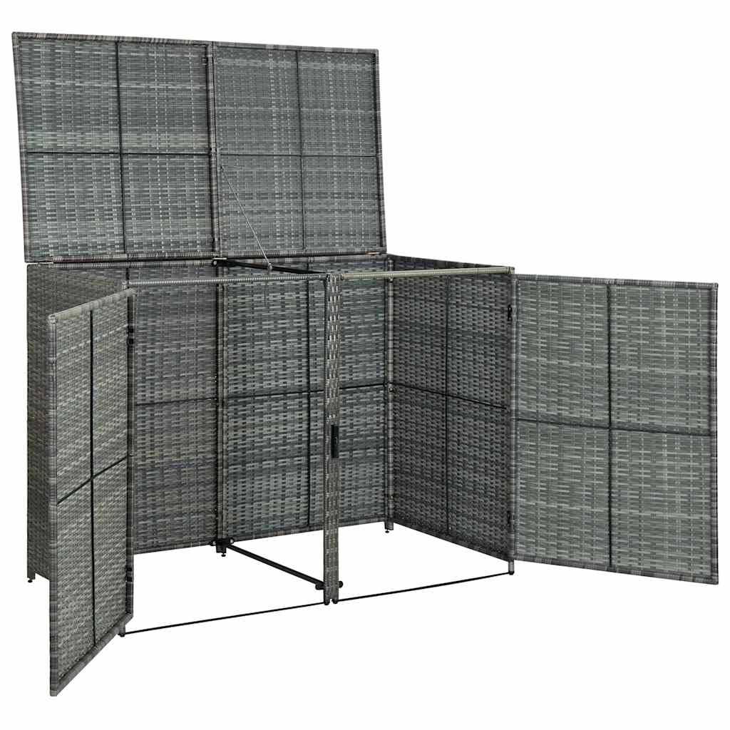 Abri de poubelle double résine tressée anthracite 148 x 77 x 111 cm - PANGIVO - Image 6