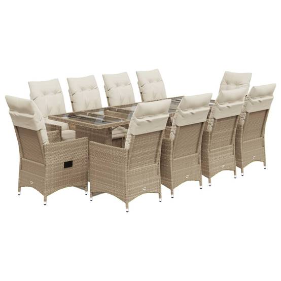 ComfortXL - Table et chaises de jardin 10 personnes résine tressée fauteuils inclinables Beige – ComfortXL Outdoor Living - Image 2