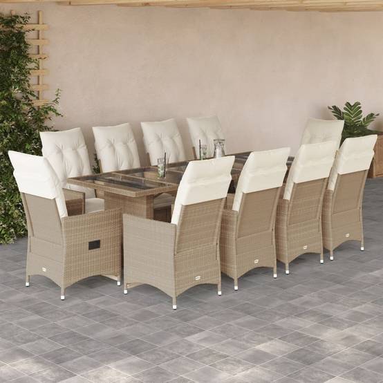 ComfortXL - Table et chaises de jardin 10 personnes résine tressée fauteuils inclinables Beige – ComfortXL Outdoor Living - Image 1