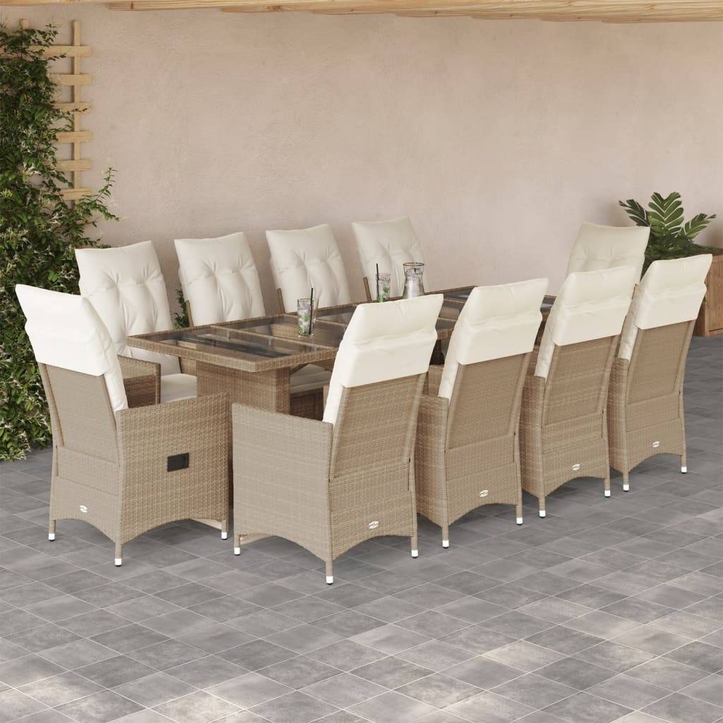 ComfortXL - Table et chaises de jardin 10 personnes résine tressée fauteuils inclinables Beige – ComfortXL Outdoor Living - Image 1
