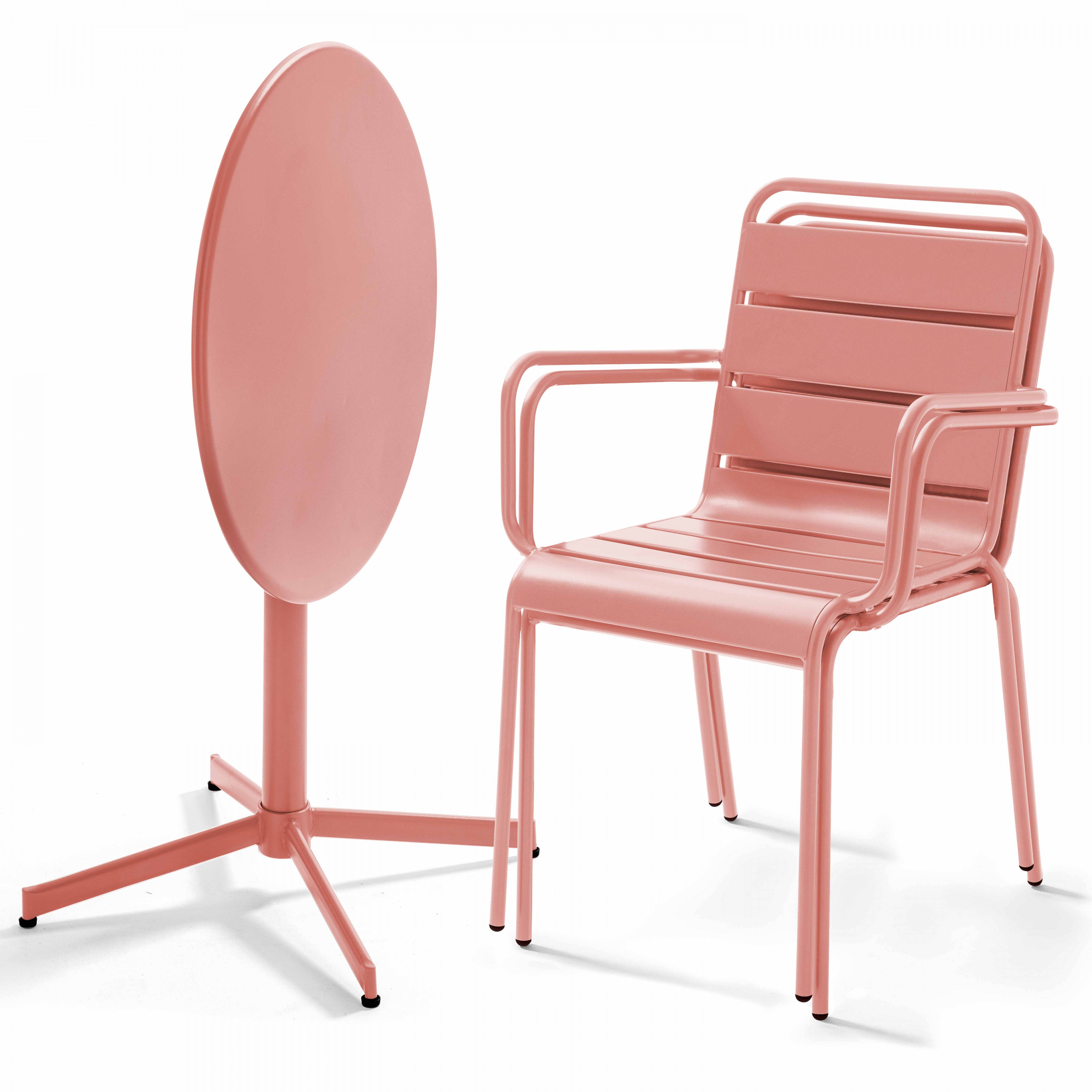 Oviala - Ensemble table de jardin et 2 fauteuils métal argile Palavas - Oviala - Image 2