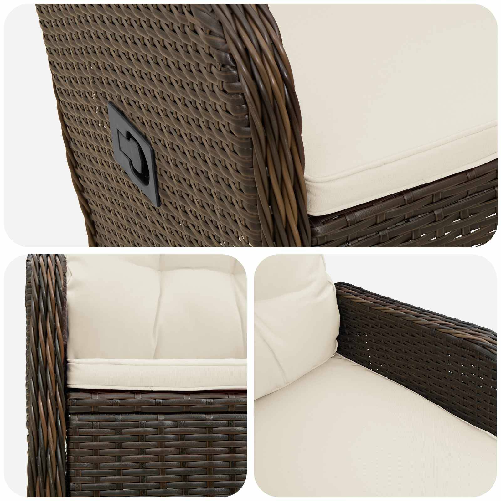 Vidaxl - Chaise de jardin inclinable Marron et crème blanche vidaXL 42027152 - Image 8