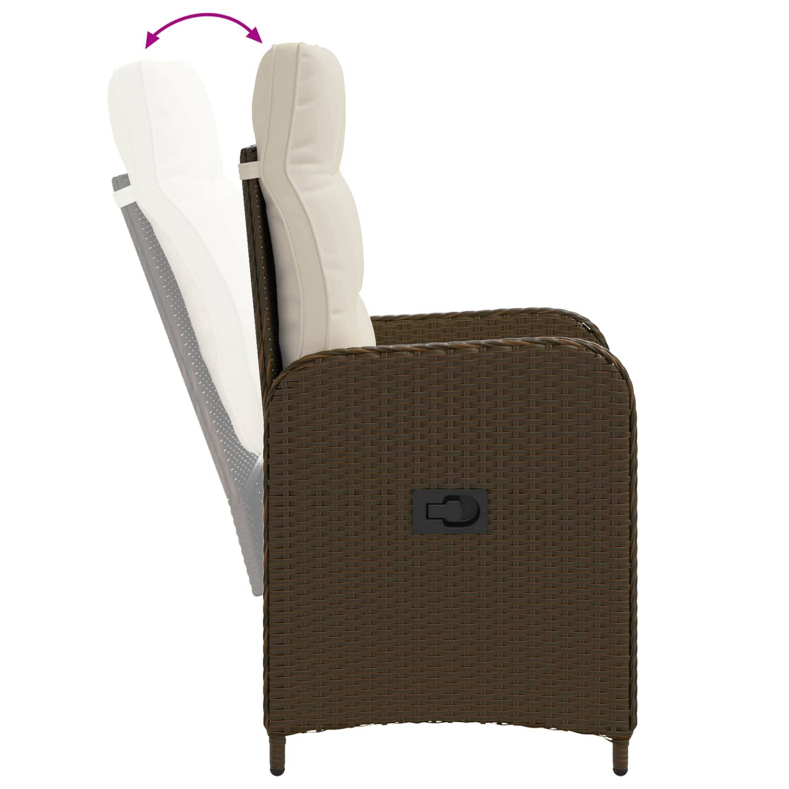 Vidaxl - Chaise de jardin inclinable Marron et crème blanche vidaXL 42027152 - Image 9
