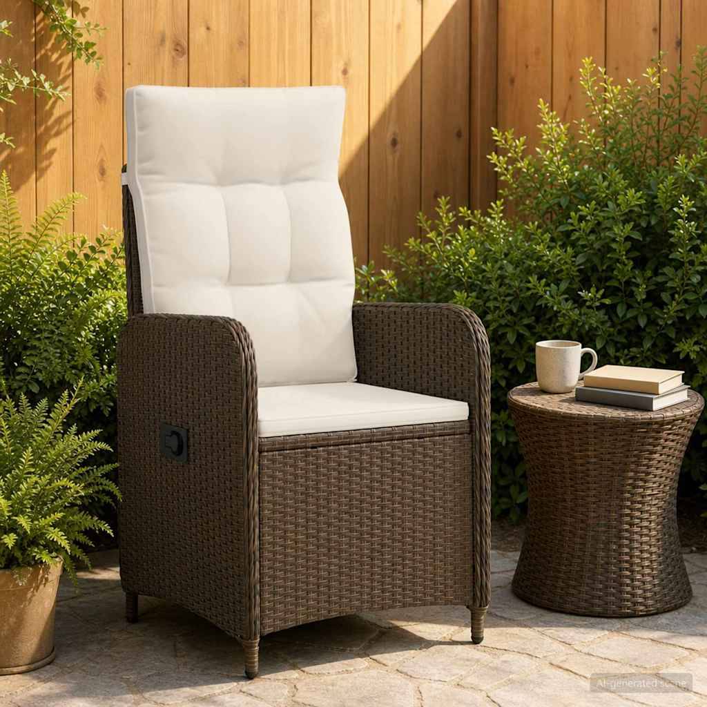 Vidaxl - Chaise de jardin inclinable Marron et crème blanche vidaXL 42027152 - Image 1