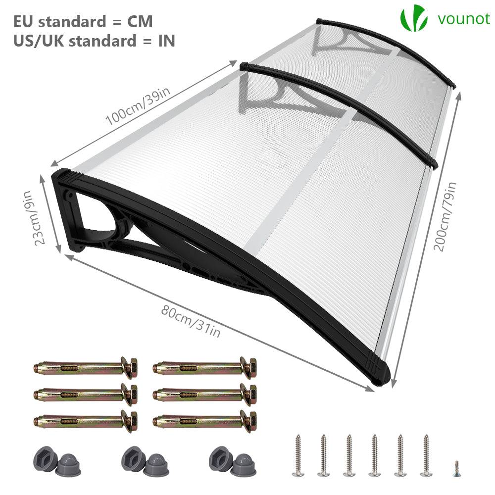 Auvent Porte Entrée Polycarbonate Transparent - Marquise Invisible Protection UV Pluie Neige