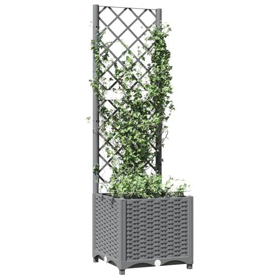 Vidaxl - Jardinière avec treillis Gris clair 40x40x136 cm PP vidaXL 153270 - Image 8