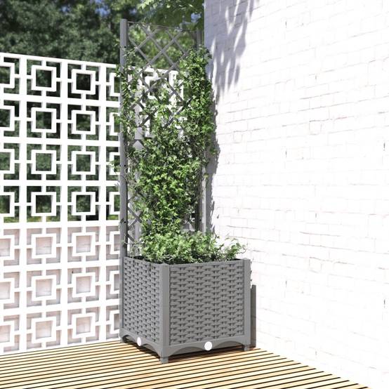 Vidaxl - Jardinière avec treillis Gris clair 40x40x136 cm PP vidaXL 153270 - Image 1