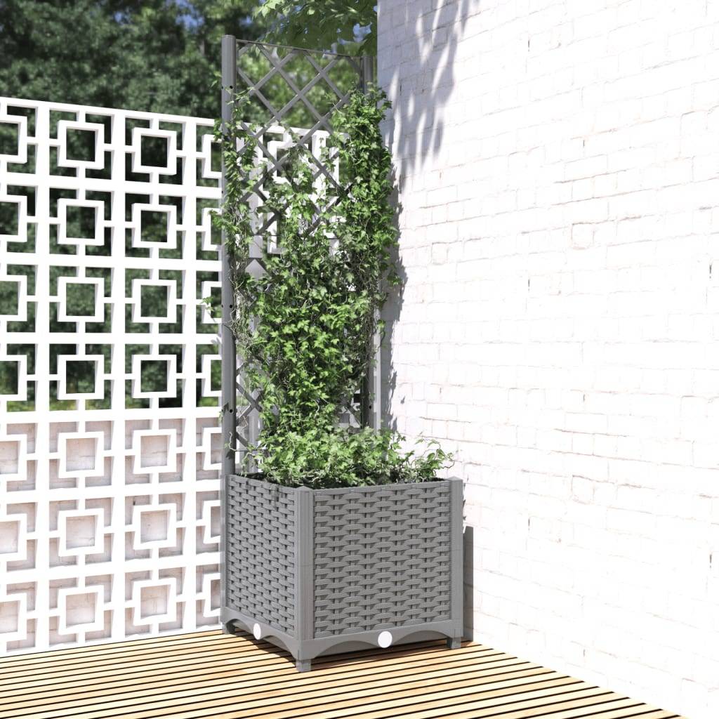 Vidaxl - Jardinière avec treillis Gris clair 40x40x136 cm PP vidaXL 153270 - Image 1