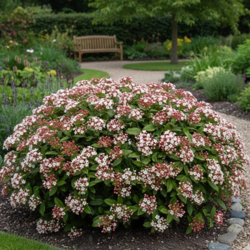 Viorne, Laurier Tin Quimper, Viburnum à fleurs Rose/Blanche - feuillage Persistant - Pot de 3L - 40/60 cm - Image 4