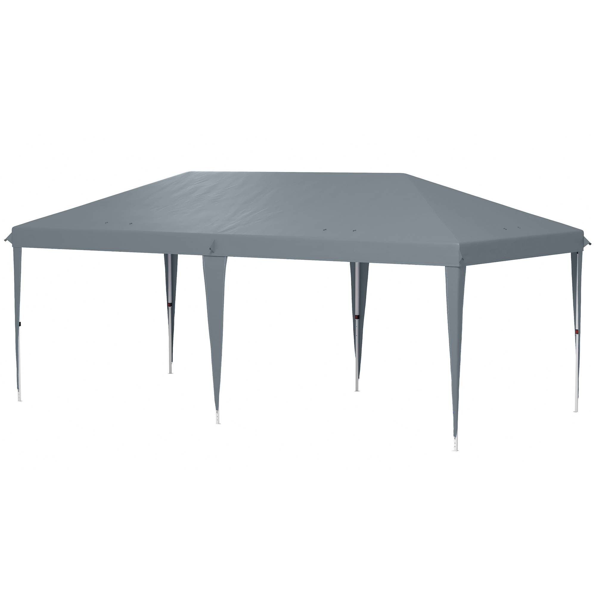 Tente-gazebo pliable 6 x 3 m avec 3 niveaux de hauteur réglables, toile anti-UV et sac de transport, gris clair - Image 2