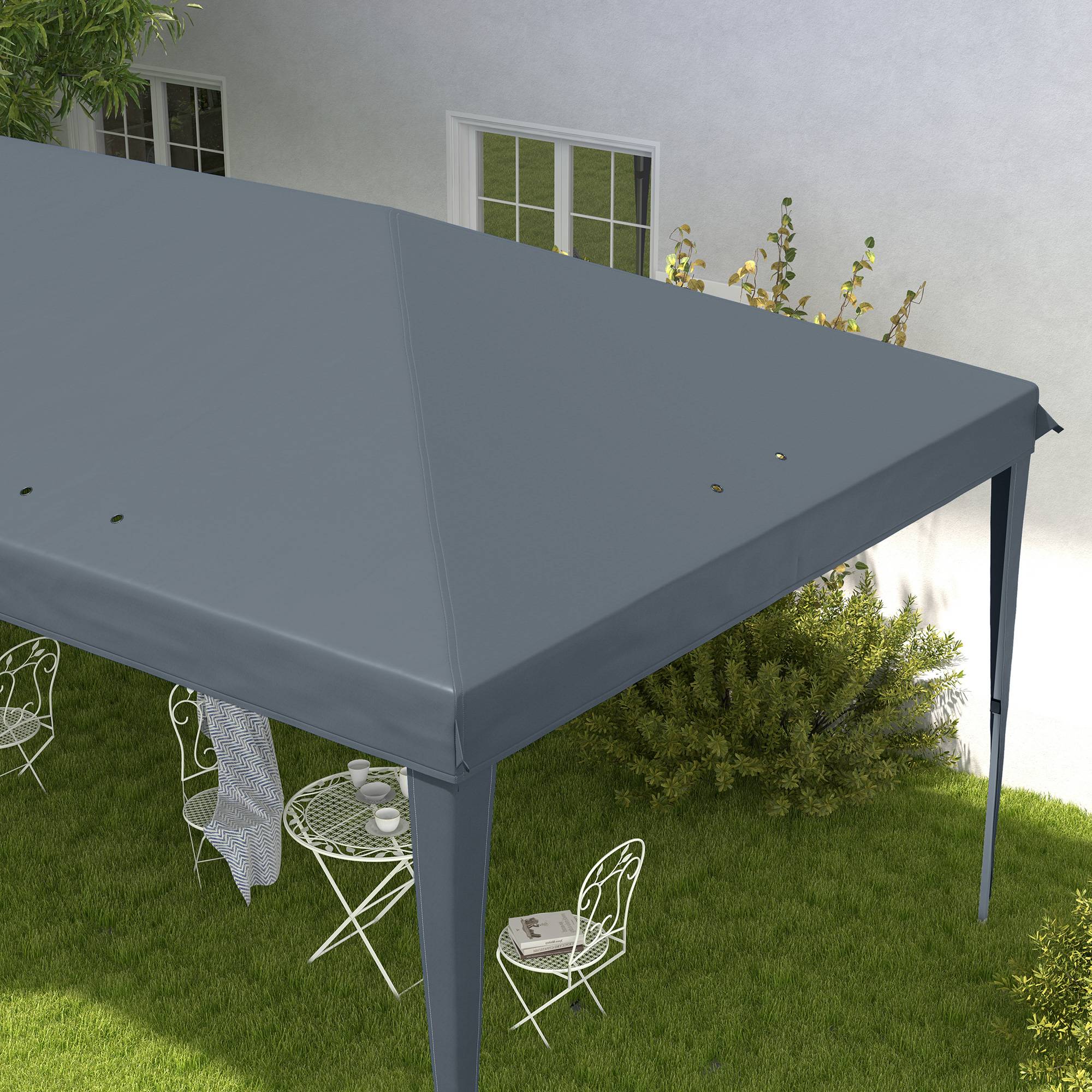 Tente-gazebo pliable 6 x 3 m avec 3 niveaux de hauteur réglables, toile anti-UV et sac de transport, gris clair - Image 10