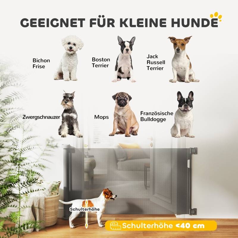 Barrière Sécurité Extensible Maille Escaliers Portes Chiens 136cm Gris - ComfortXL Pet Living - Image 7