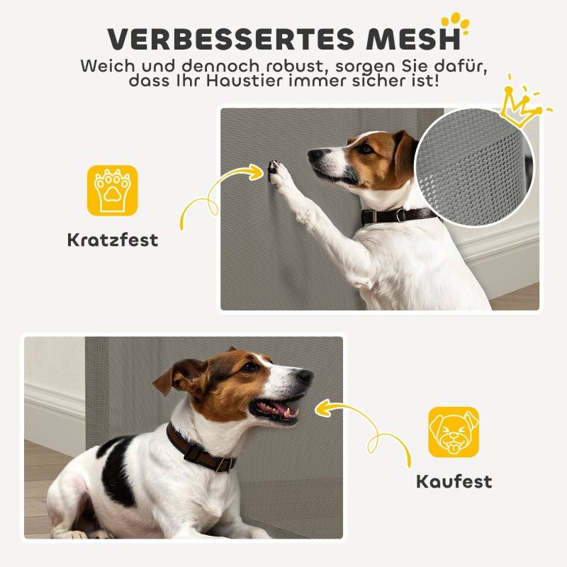 Barrière Sécurité Extensible Maille Escaliers Portes Chiens 136cm Gris - ComfortXL Pet Living - Image 6