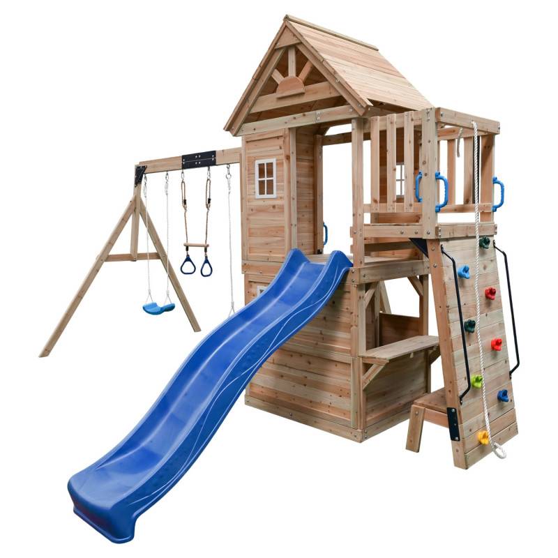 Abracadaprout - Aire de jeux en bois thermo-traité avec toboggan et balançoires BISON Abracadaprout - Image 7