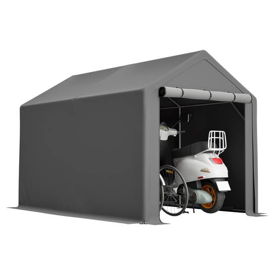 Abri multifonction gris foncé 296×190×200cm, garage à vélos, abri de jardin, tente à outils et tente de stockage - Image 9