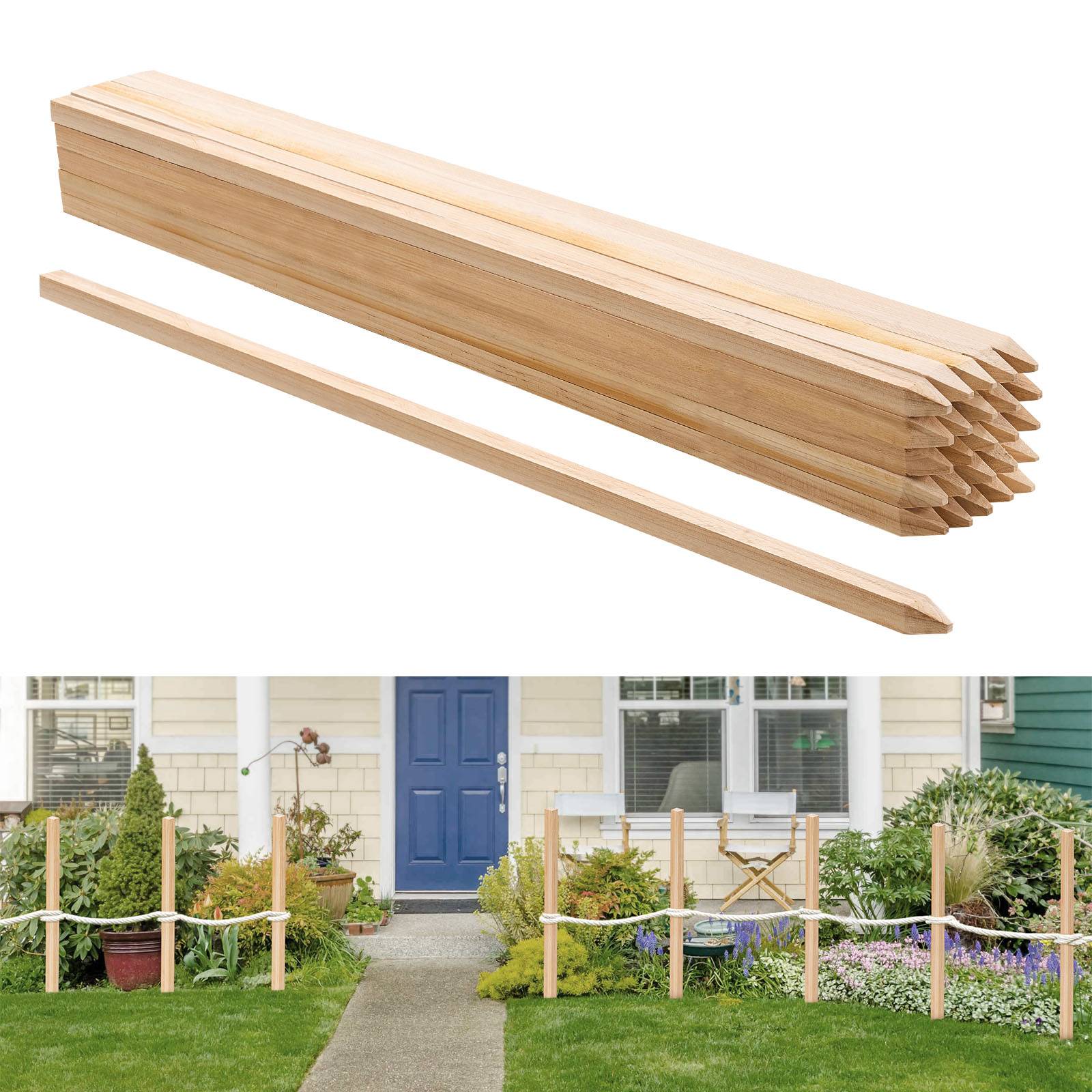 VEVOR Piquets Clôture Jardin Bois Poteaux à Pointe 25 PCS 19,05x19,05x914,4 mm