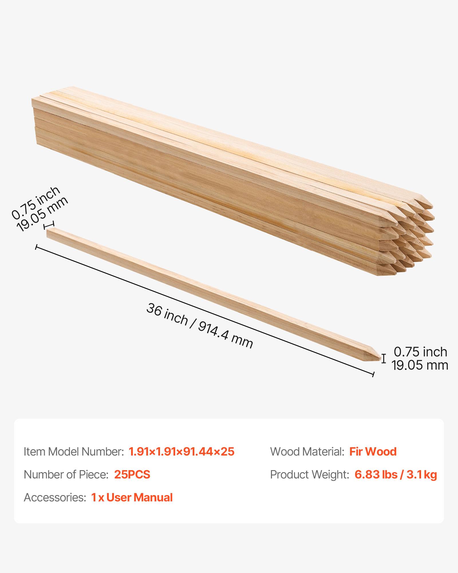 VEVOR Piquets Clôture Jardin Bois Poteaux à Pointe 25 PCS 19,05x19,05x914,4 mm - Image 7