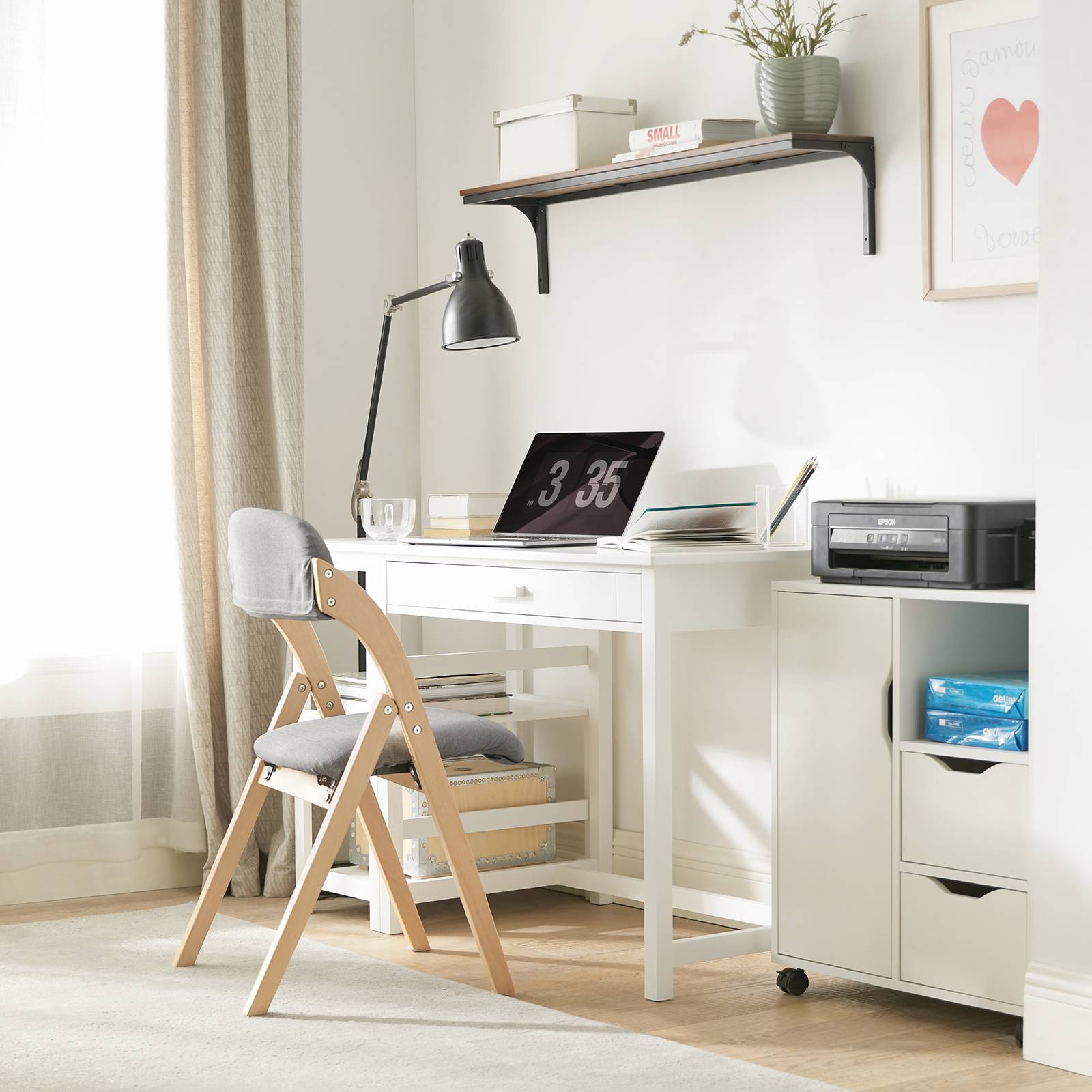 SoBuy Chaise Pliante Rembourrée Ergonomique - Bureau et Cuisine Compacte pour Petits Espaces, Gris Clair, Modèle FST92-N - Image 10