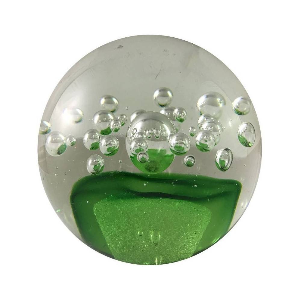 Presse papier sulfure "Ciel" en verre vert Ø.10 cm Chemin de campagne - Image 1