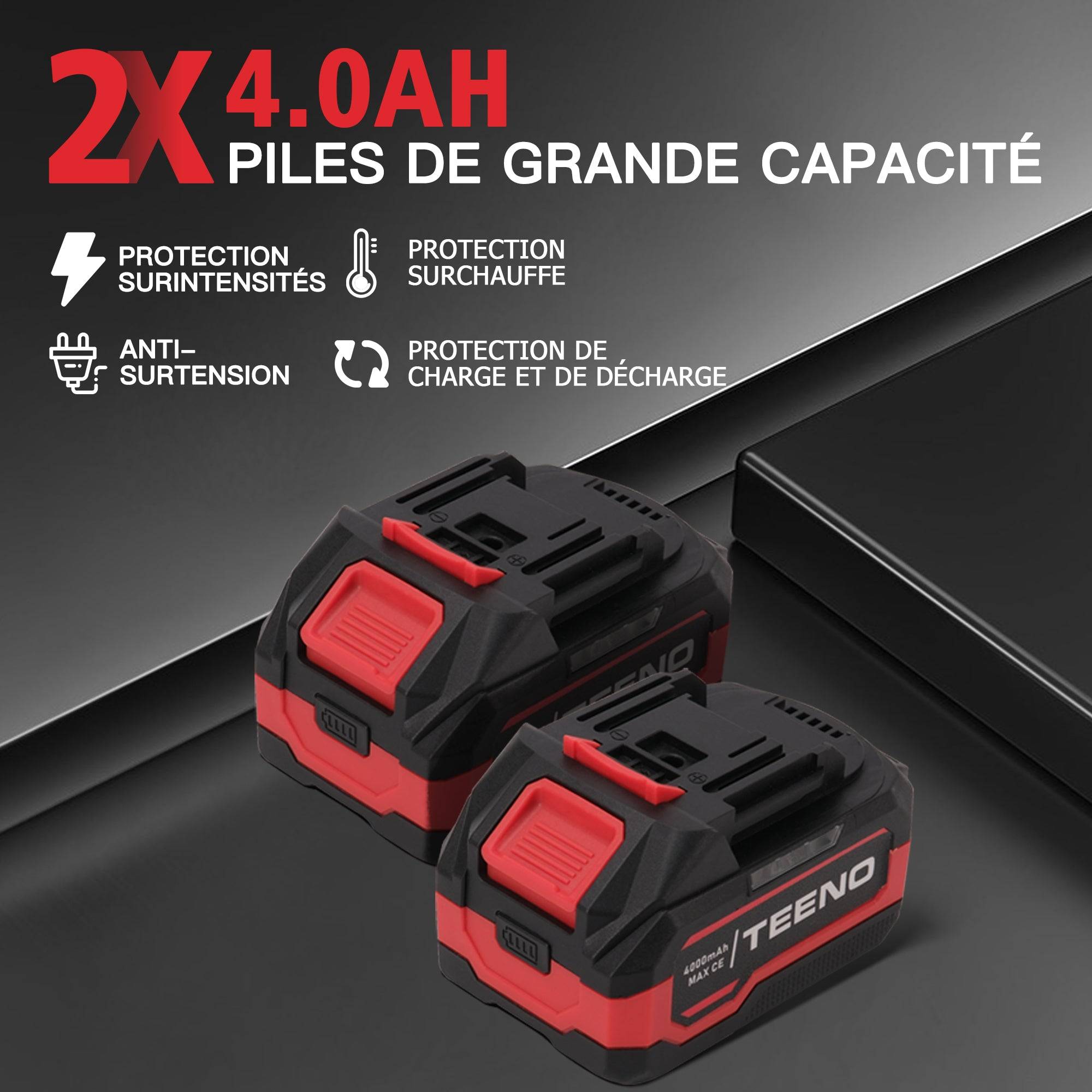 Meuleuse d'angle sans fil, 21V 1000W avec 2 Batteries 4.0Ah, 9100RPM Moteur Brushless, Disques de Coupe 125mm, Disque à Lamelles Pour Couper, Meuler - Image 3