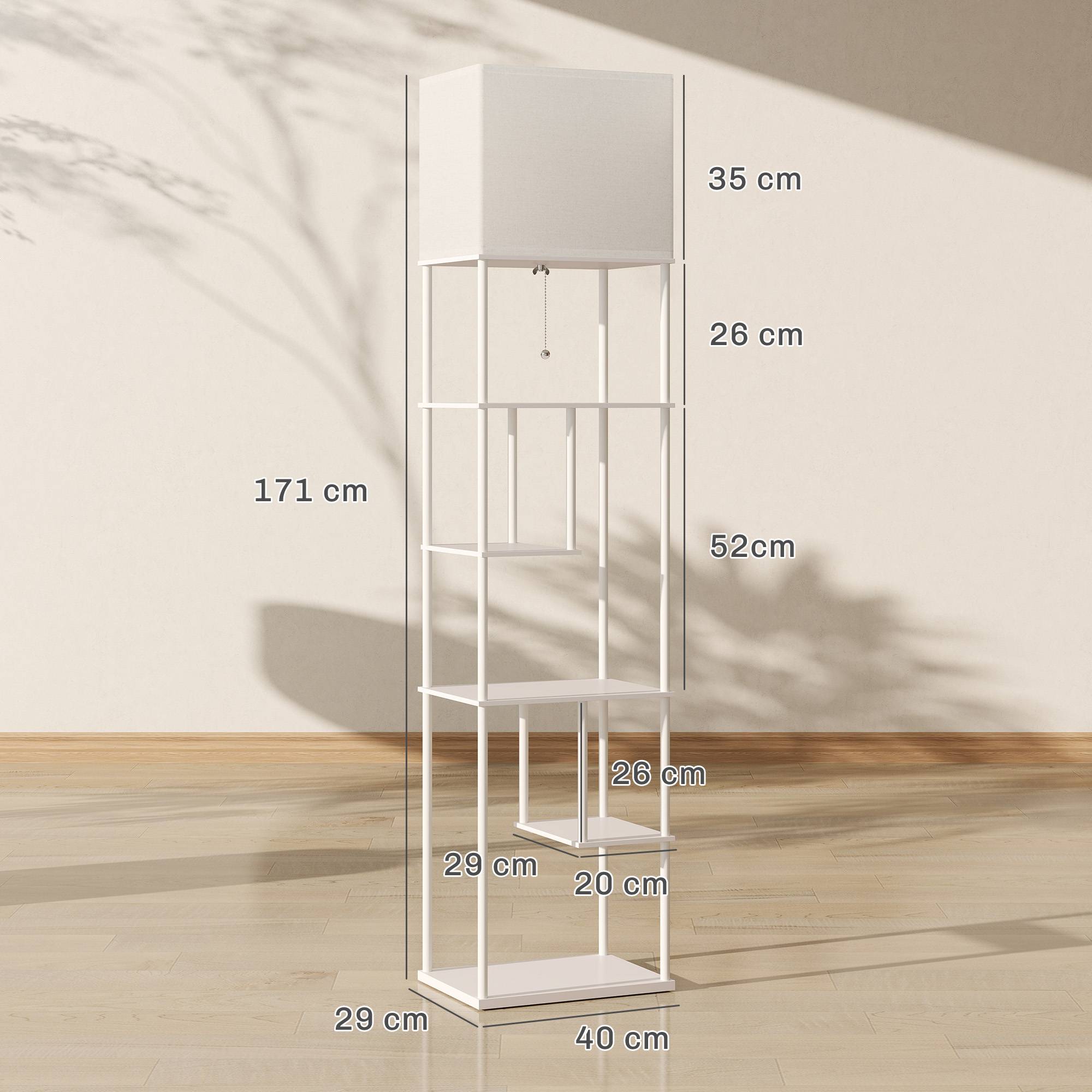 Lampadaire blanc à étagères plage lumineuse 3000K–6500K télécommande douille E27 - Image 5