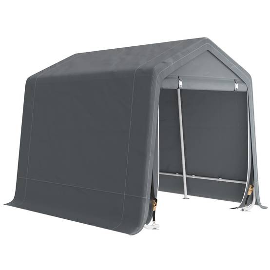 Abri vélo de jardin avec structure métallique, 2 portes zippées, imperméable, résistant aux UV, 2,4 x 2 x 2 m, gris foncé - Image 1
