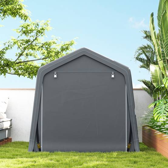 Abri vélo de jardin avec structure métallique, 2 portes zippées, imperméable, résistant aux UV, 2,4 x 2 x 2 m, gris foncé - Image 10