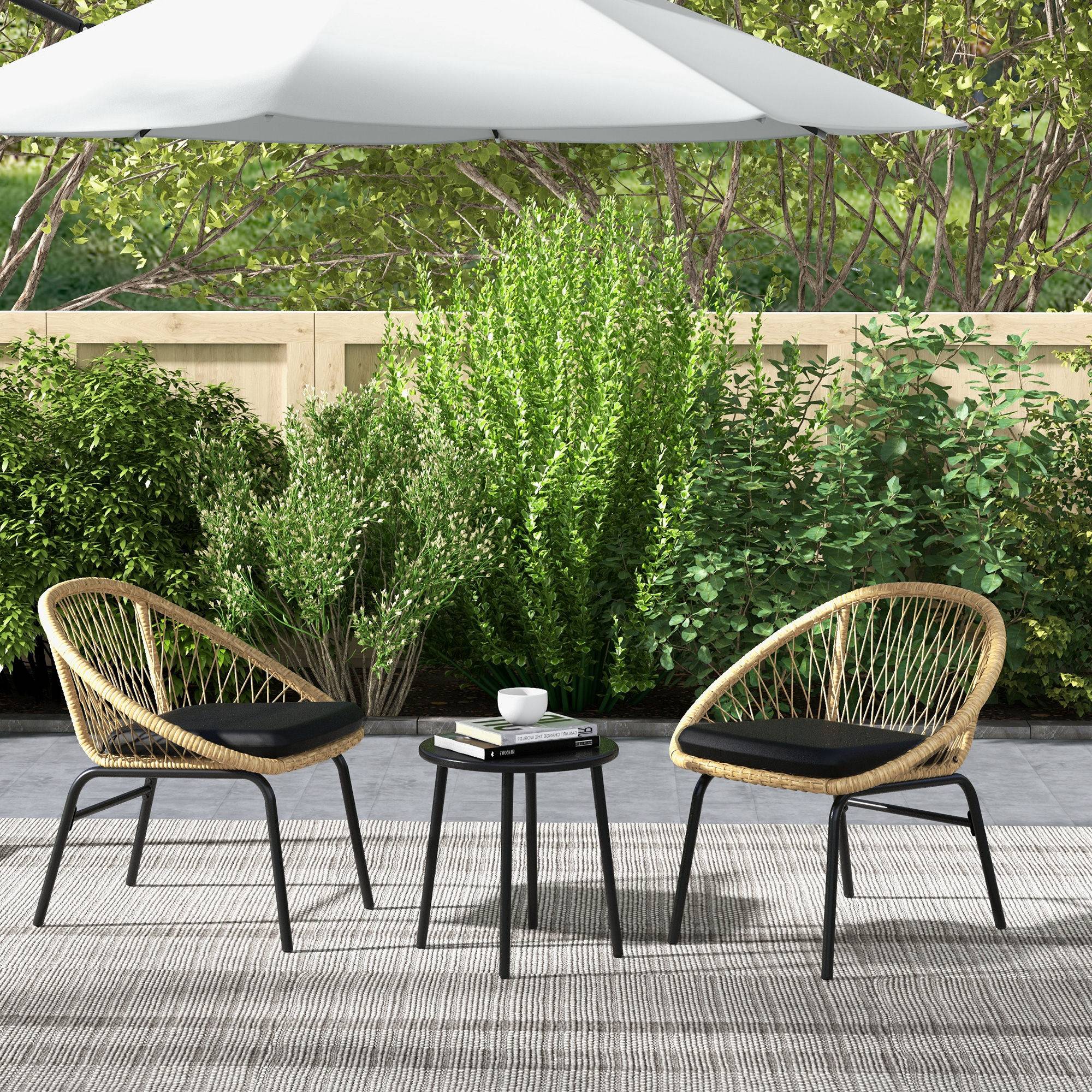 Sans Marque - Ensemble mobilier jardin rotin jaune 2 fauteuils table - Image 4