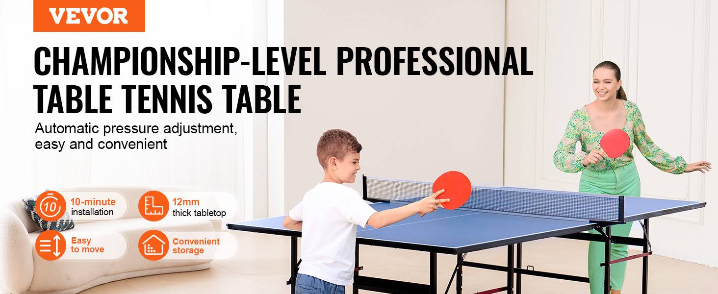 Vevor - VEVOR Table ping-pong pliable, MDF 12 mm. Filet rapide, roues verrouillables. Intérieur. - Image 9