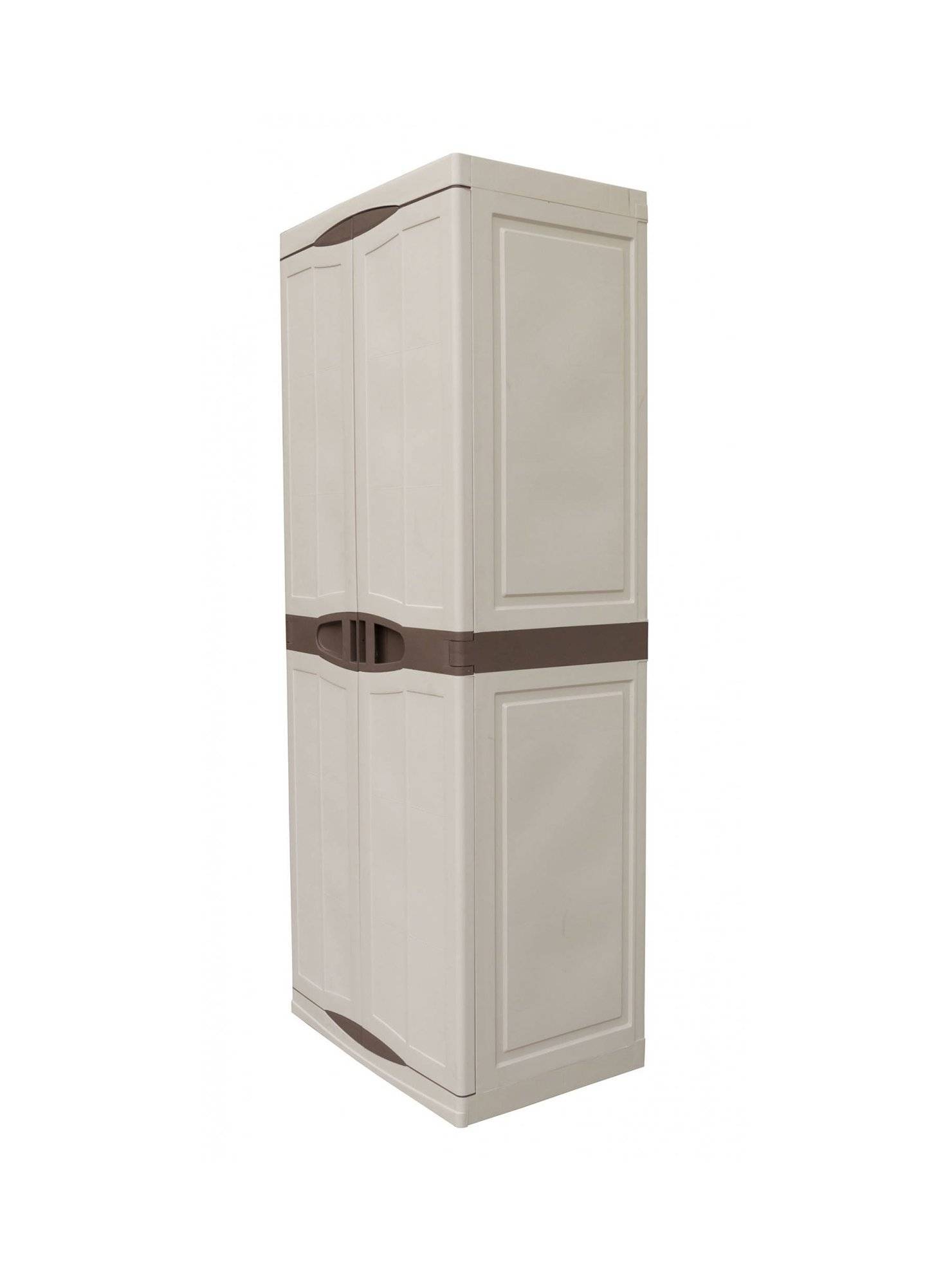 Dmora - Armoire d'extérieur Dbattistin, Armoire de balcon polyvalente, Armoire d'extérieur 2 portes, Beige et Marron, Finition élégante, 70x47h179 cm - Dmora - Image 5