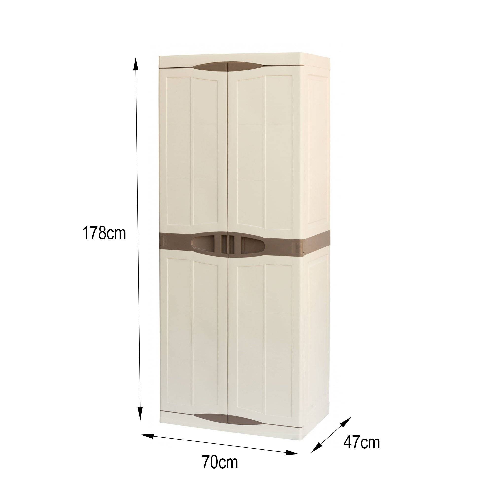 Dmora - Armoire d'extérieur Dbattistin, Armoire de balcon polyvalente, Armoire d'extérieur 2 portes, Beige et Marron, Finition élégante, 70x47h179 cm - Dmora - Image 3