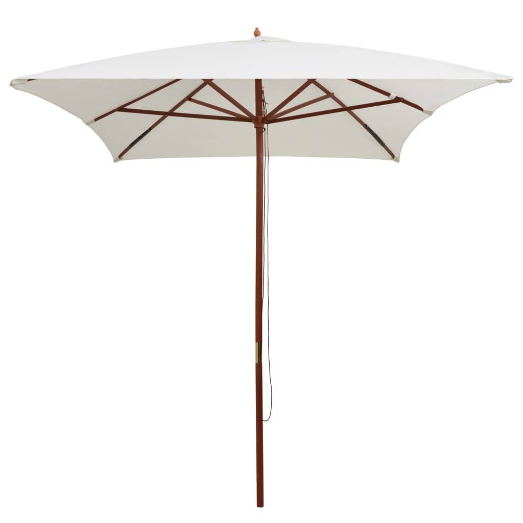 Helloshop26 - Parasol avec poteau en bois 200 x 300 cm blanc crème - Image 2