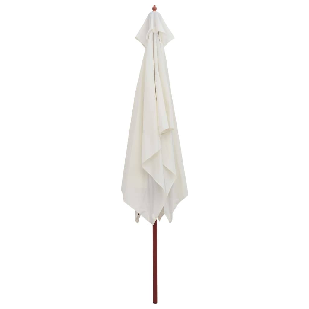 Helloshop26 - Parasol avec poteau en bois 200 x 300 cm blanc crème - Image 3