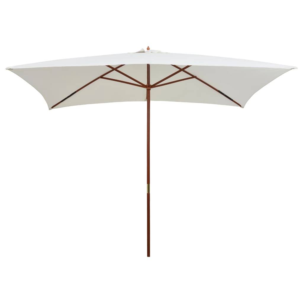 Helloshop26 - Parasol avec poteau en bois 200 x 300 cm blanc crème - Image 1