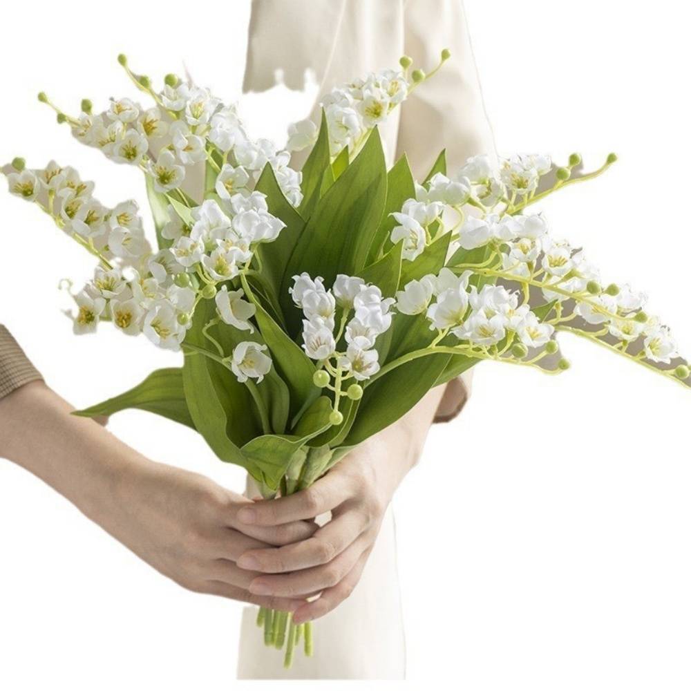 Fleurs de Muguet Artificielles Blanc - Lot de 5 Branches - Bouquet de Mariage Élégant - Lytech - Image 1