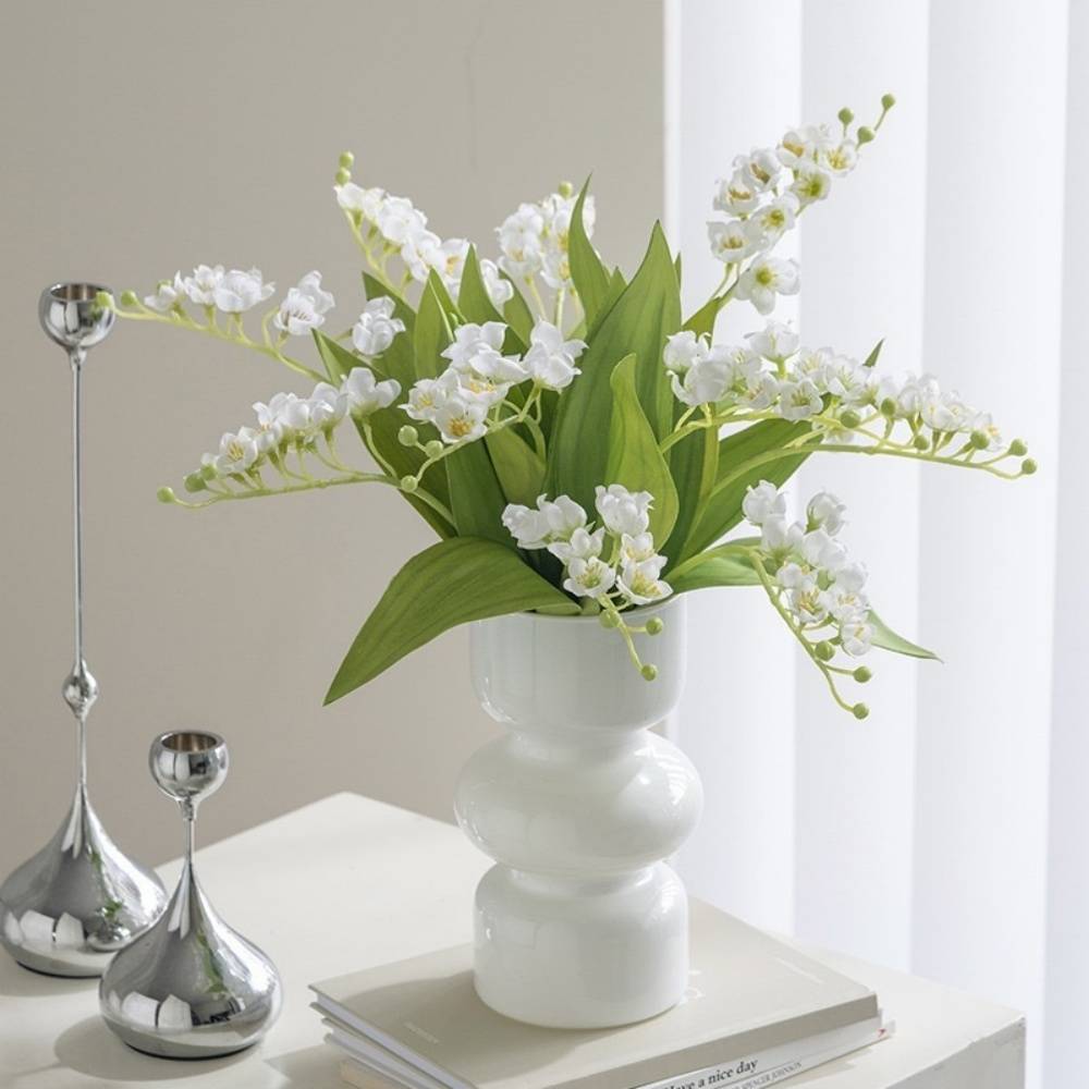 Fleurs de Muguet Artificielles Blanc - Lot de 5 Branches - Bouquet de Mariage Élégant - Lytech - Image 3