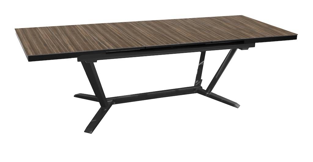 Proloisirs - Table extensible - VITA - Aluminium époxy graphite - Plateau à lames HPL moka 6 mm - 180/240 x 100 cm PROLOISIRS