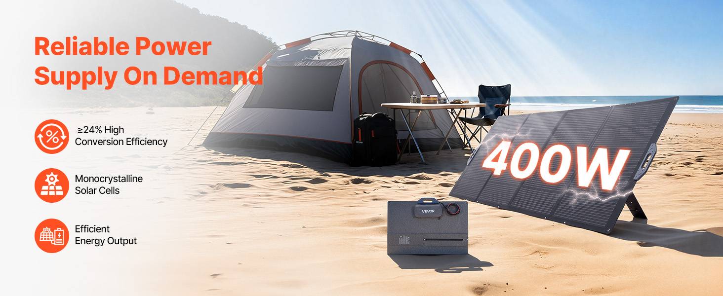 Vevor - VEVOR Panneau Solaire Portable Chargeur Solaire Pliable Monocristallin 400 W - Image 9