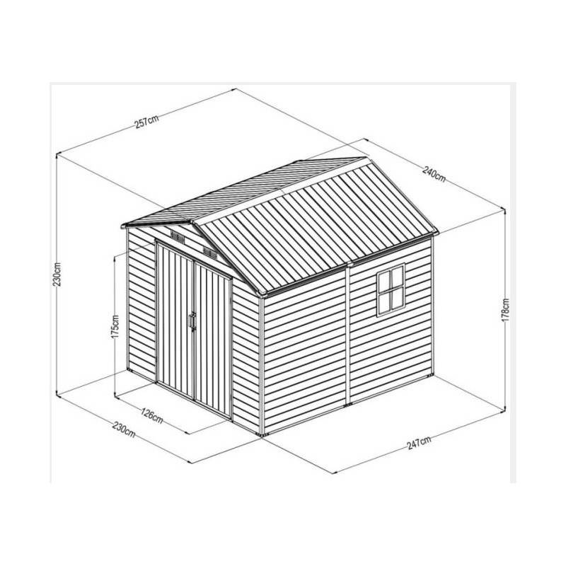 Abri de jardin 5,69m² résine polypropylène gris avec plancher et fenêtres Jôbu Dickins - Image 4