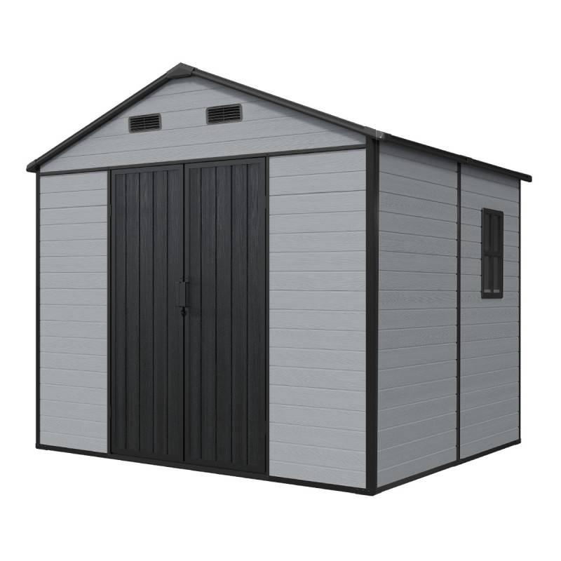 Abri de jardin 5,69m² résine polypropylène gris avec plancher et fenêtres Jôbu Dickins - Image 3