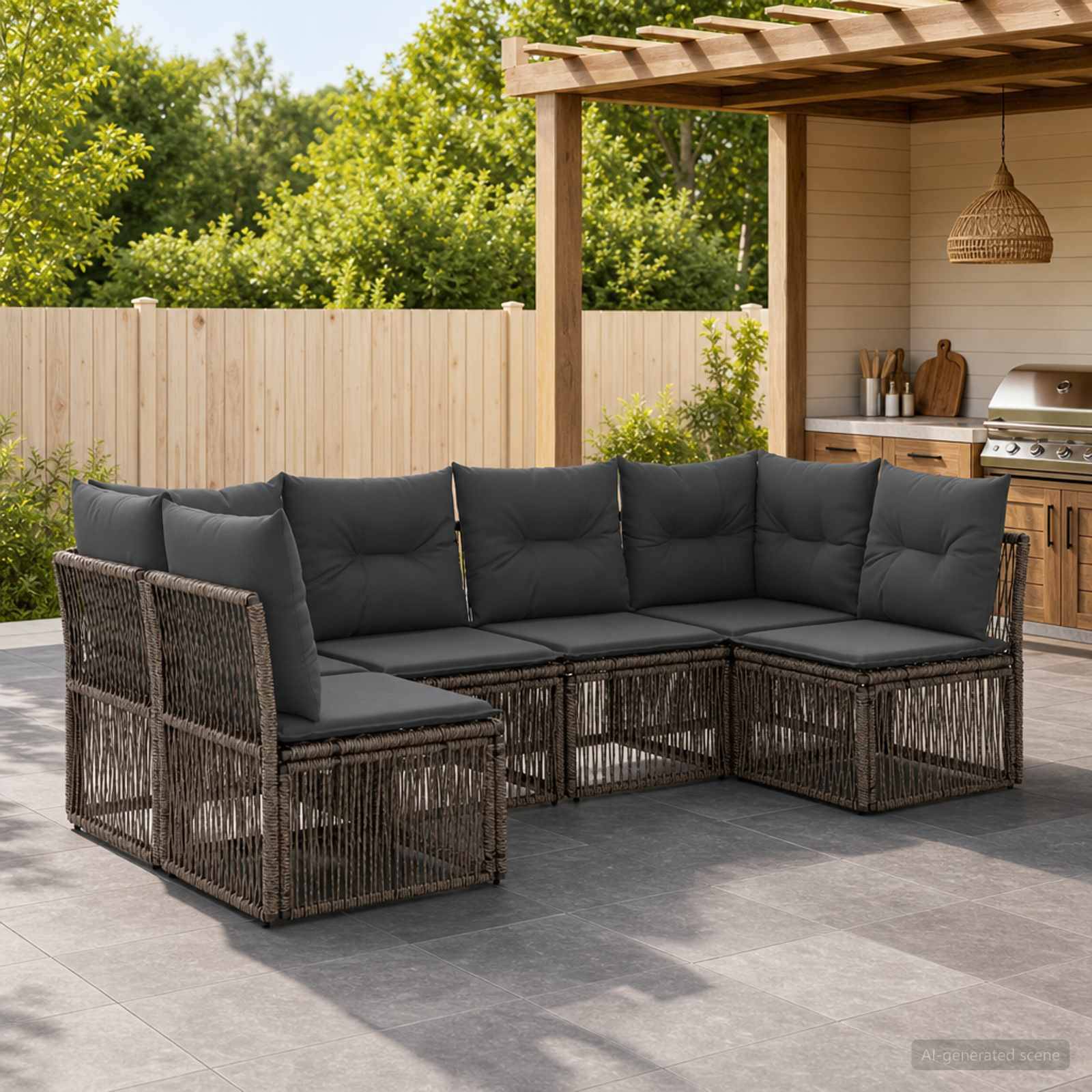 Vidaxl - Ensemble de canapé de jardin 6 pcs-Salons de jardin 6 place Gris polyrotin 501676