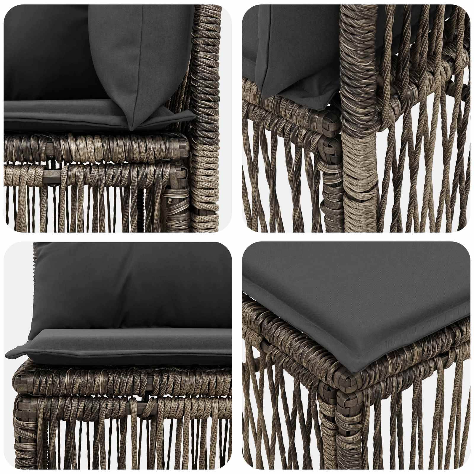 Vidaxl - Ensemble de canapé de jardin 6 pcs-Salons de jardin 6 place Gris polyrotin 501676 - Image 5