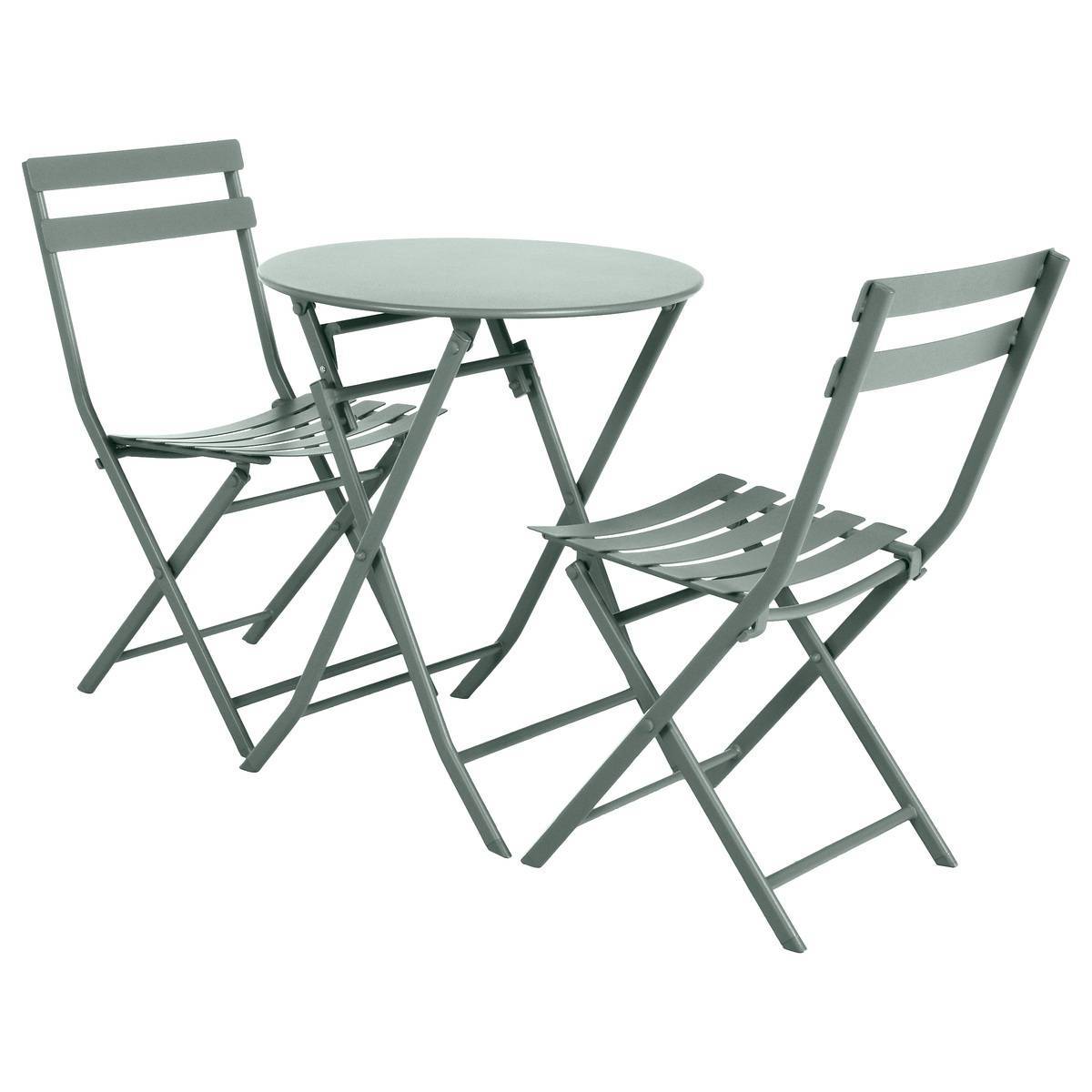 Hesperide - Table de jardin pliante ronde "Greensboro" vert olive 2 places en acier traité époxy - Hespéride - Image 2