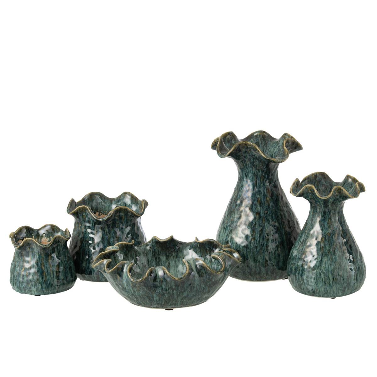 J-Line - Cache-Pot Déco en Argile "Roni" 20cm Bleu - Image 3